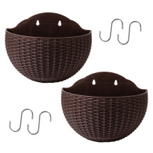 Garden Wall Hanging Flower Basket Natural Wicker Large-brown