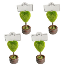 Elegant Place Card Stand With Green Plant Texture-heart shape