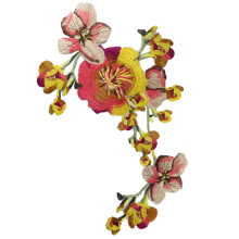 Flower Embroidery Sewing on Sticker Water Dissolvable-Yellow