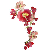 Polyester bloemenborduurwerk voor shirts, jassen,-Rood