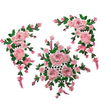 Blumengestickte Applikationen zum Aufnähen von-Hellrosa