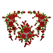 Multipurpose Flower Embroidered Patches Sewing On-Red