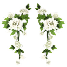 Lovely Pair Of Floral Themed Embroidery Patches Suitable-White
