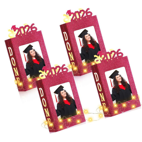 Graduation Picture Frame Display Box Desktop PET Picture-Red