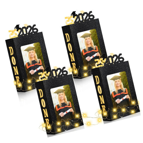 Desktop PET Picture Frame Display Box Graduation Photo-Black