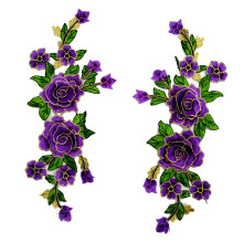 Polyester-Blumen-Stickapplikation für Hemden, Jacken,-Lila