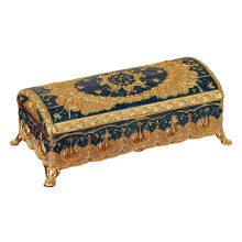 Emaille Sieradendoos Scharnierend Deksel Metalen Organizer-Blauw