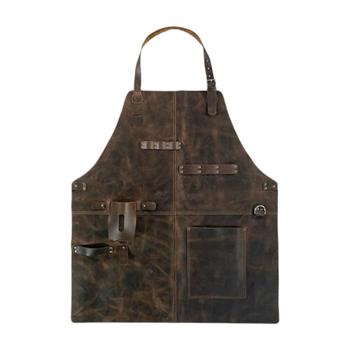 Long Brown Synthetic Apron Featuring Strong Stitching For Experts