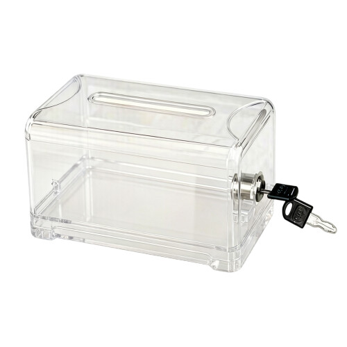 Clear Lockable Vote Box With Key For Suggestions Donations-2