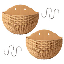Garden Wall Hanging Flower Basket Natural Wicker Large-Khaki
