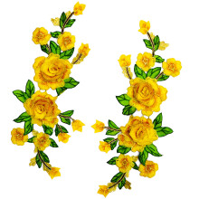Flower Embroidered Applique Water Soluble Sewing on-Yellow