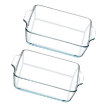 Pack of 2 Small Glass Dishes Microwaveable Bakeware Baking-0.8L