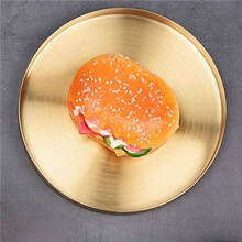 5X Round Gold Tray,Metal Decorative Tray Makeup Tray Organizer for Vanity,Bathroom,Dress,Matte Brass Finish, 4.9 Inch