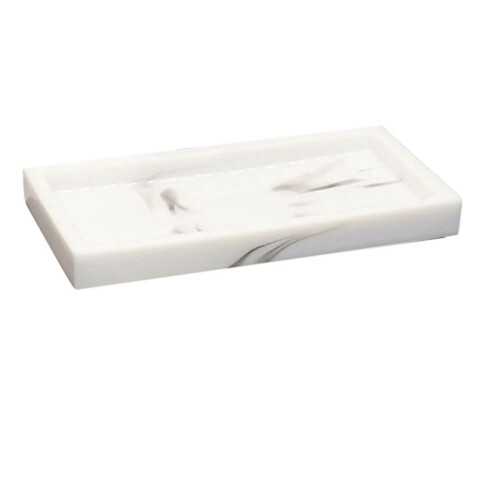 4X Marble Pattern Resin Tray Non Slip Rectangular Plate Countertop Bathroom Soap Shampoo Storage Tray Home Decor,White 1