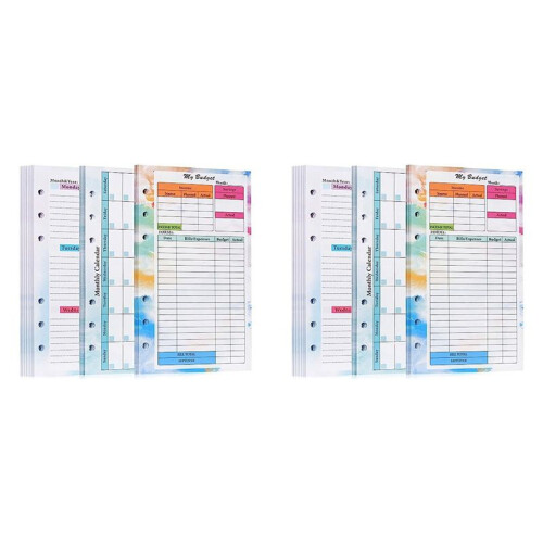 2 Set A6 Budget Planner Refill 82 Sheets Monthly Weekly Planner Notepad 6 Hole for A6 Binder Cover Save A 1