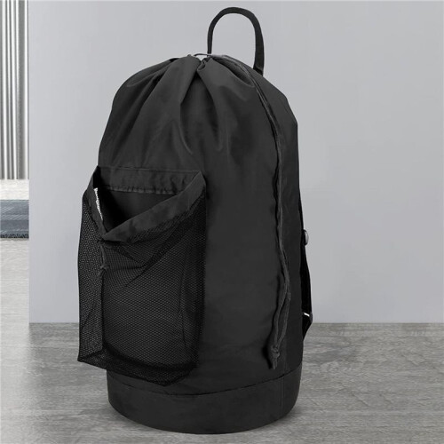 2X Laundry Bag with Shoulder Straps and Mesh Pocket Laundry Backpack Large Portable Laundry Hamper 1