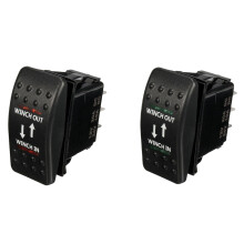 2 Pcs 12V 20A Winch in Winch Out -OFF- Rocker 7 Pin LED, RED & Green