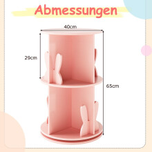 Draaibare kinderboekenplank met 2 niveaus en konijnenverdelers, roze