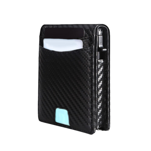 Magnetic Closure Leather Wallet For Men Everyday-Carbon drill