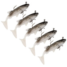 5Pcs Soft Lures Pre-Rigged Swimbaits Paddle Tail Swim Baits