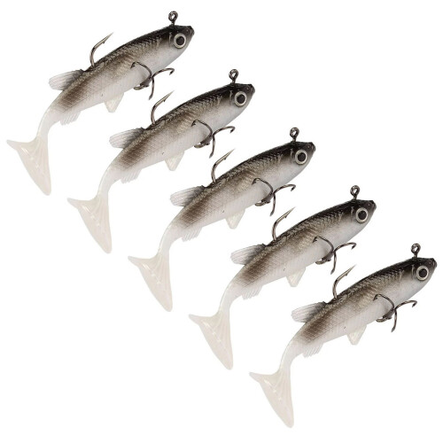 5Pcs Soft Lures Pre-Rigged Swimbaits Paddle Tail Swim Baits