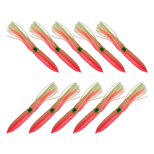 10Pcs Octopuses Squids Skirts Fishing Lure Soft Baits-Red