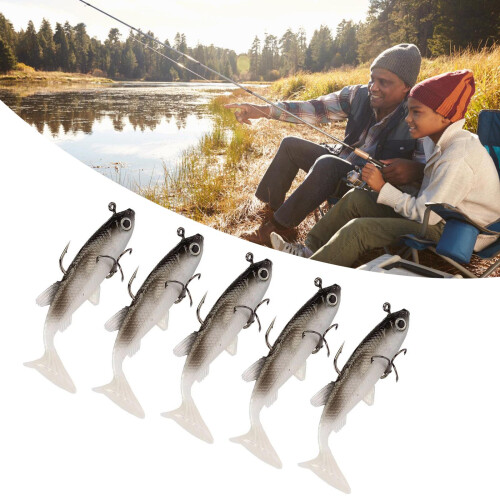 5Pcs Soft Lures Pre-Rigged Swimbaits Paddle Tail Swim Baits 1
