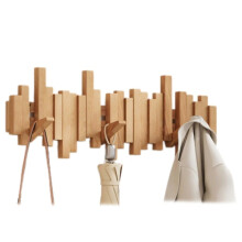 Wandhakenleiste für Klavier aus Holz – 8 Haken, Buche