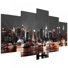 Conjunto de 5 telas decorativas com paisagem urbana de Nova York