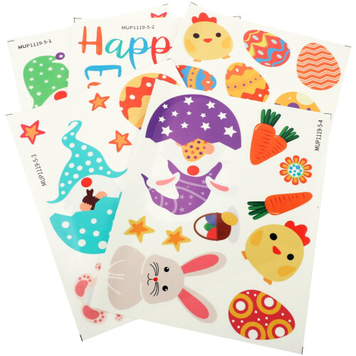 Easter Window Decals PVC - Bunny Carrot Chick Egg Gnome