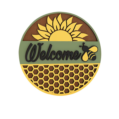 Ξύλινη κρεμάστρα πόρτας με ηλίανθο - Hello Spring Decor