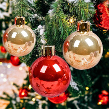Karácsonyi gömbdíszek műanyagból, 1,58 hüvelykes készlet