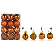30mm Orange Plastic Christmas Baubles, 24-Pack