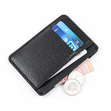 Portacarte in similpelle nera con 9 tasche