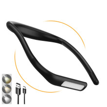 Lampe de lecture portable à LED pour le cou – 3 couleurs, intensité réglable,