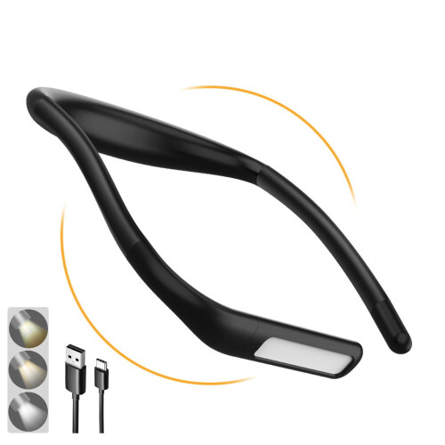Lampe de lecture portable à LED pour le cou – 3 couleurs, intensité réglable,