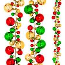 Christmas Ball Garland 6ft Red Green Gold