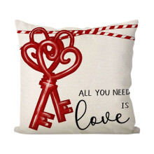 Leinenkissenbezug 45x45cm Valentinstag-Design