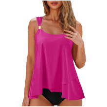 2 Piece Bathing Suits for Women Ruffle with Shorts-rose red S