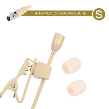 Microphone Lapel Clip Omnidirectional 4-Pin XLR for Wireless Collar Style Skin Tone