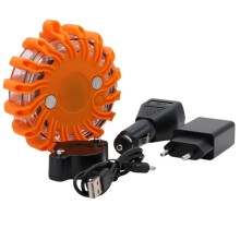 LED Road Flares Flashing Emergency Warning Light Rechargeable Waterproof Roadside Safety Disc Magnetic Base EU Plug