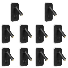 10X Wall Light Backlight USB Charging 330 Degree Rotation Adjustable Wall Lamp Bedside Study Reading Sconce Lamp Black