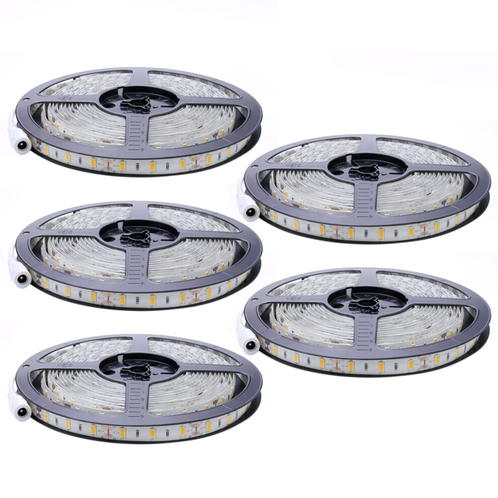 5X Flexible 5M 12V 36W Smd 2835X300 Leds Ip20 Warm White(3000K) Led Strip Band Lights 6033687900350