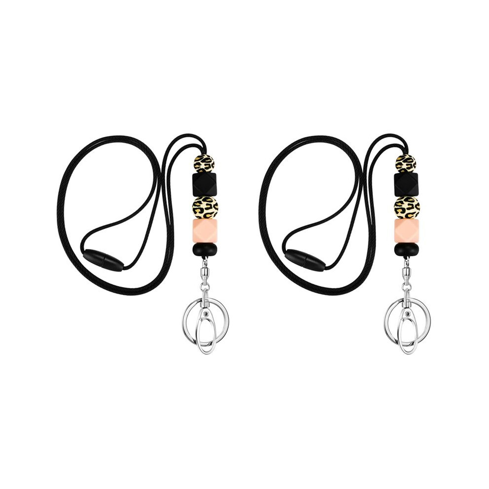 2X Teacher Lanyards For Id Badges For Teens Silicone Beaded Lanyards For Keys For Women Nurse Office Worker 4711663773717