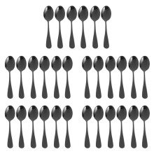 Black Teaspoons Teaspoons, Stainless Steel Cake Spoons, Scoop for Ice Cream , Set of 30 (Black Coffee Spoons)