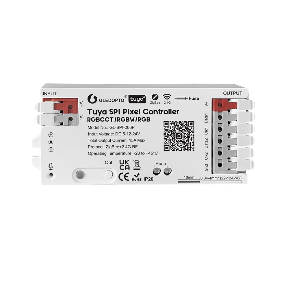 Gledopto Tuya Spi Colorful Light Strip Controller Zigbee+2.4Grf Dimming Color Rgbcw Five-In-One 4711779464448