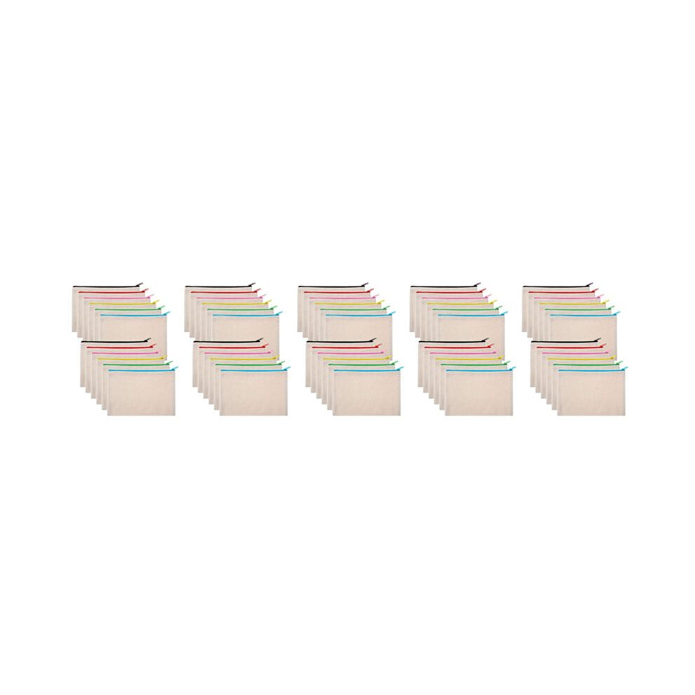 60Pcs Multipurpose Cosmetic Bag Makeup Pouches with Zipper Canvas Bag Pencil Pouch Travel Toiletry Bag for DIY Design