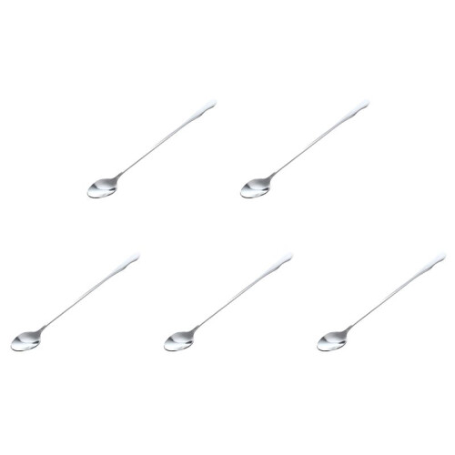 5pcs 10 Inch Stainless Steel Tableware Long Handle Scoop Teaspoon