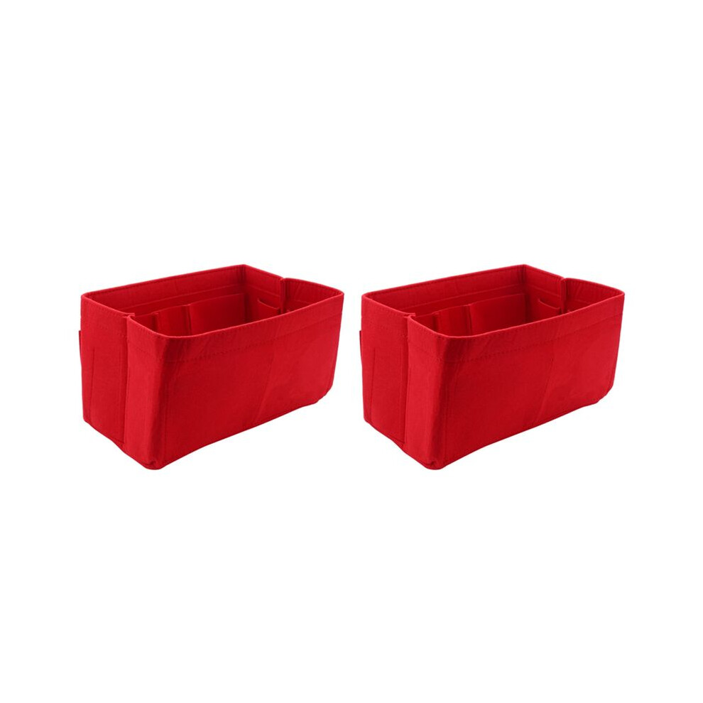 Red 2X Home Storage Bag Purse Organizer Insert Bag Makeup Organizer Inner Purse Portable Cosmetic Bags Storage Tote