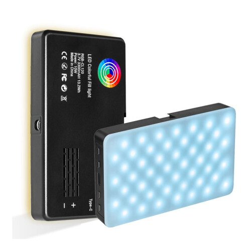 2500K-9000K LED RGB Camera Light Color Output Video Light Kit Dimmable Panel Light Rechargeable LED Light Black